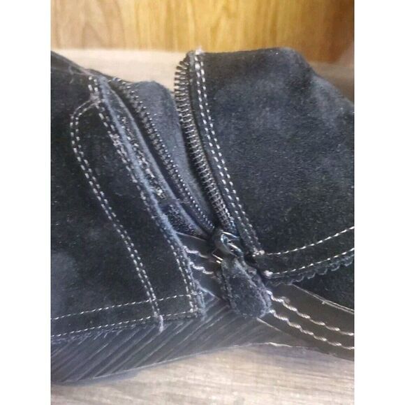 Dr Scholls Cuffed Ankle Boots Wedge Zipper Womens Size 10 - Picture 11 of 12